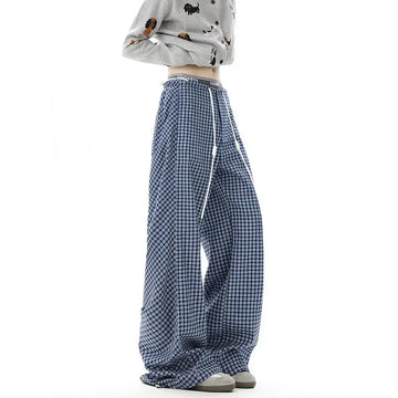 Riolio Men Checkered Casual Pants American Retro Loose Straight Pants Man Fashion Plaid Streetwear Spring New Hip Hop Trousers